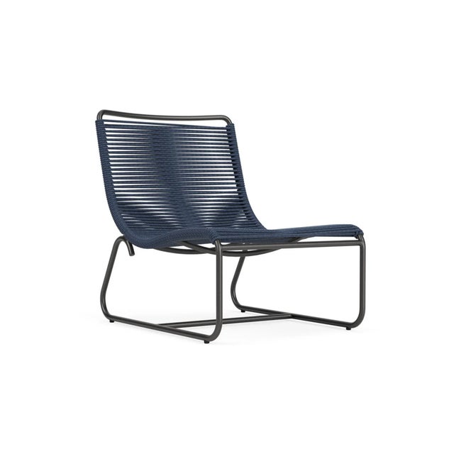 Brown Jordan Walter Lamb Aluminum Lounge Chair, Textured Pewter frame with Marine fabric For Sale - Image 13 of 13