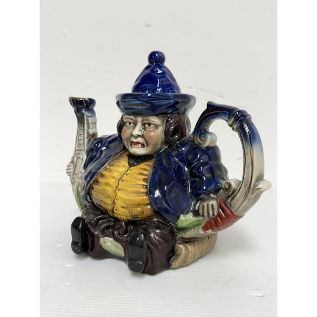 Design Plus Gallery presents a Vintage Staffordshire Style Toby Parliament Judge Figural Teapot. This character-form...
