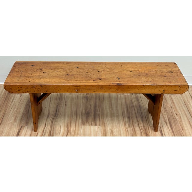 Brown Vintage 4ft Primitive Farmhouse Style Bench For Sale - Image 8 of 13