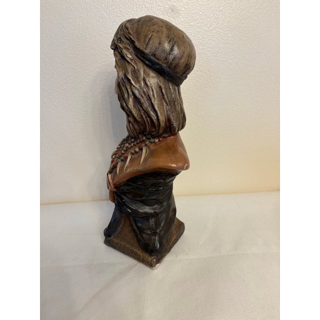 Brown 1900's Antique Chalkware Hiawatha Indian Bust Sculpture/Statue - Cigar Store Display For Sale - Image 8 of 9