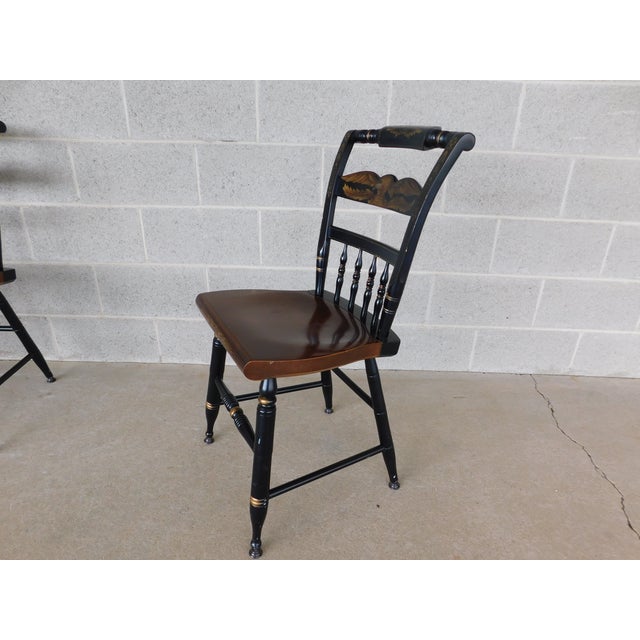L Hitchcock Maple Stenciled Eagle Back Tavern Inn Chairs - Set of 3 For Sale - Image 16 of 17