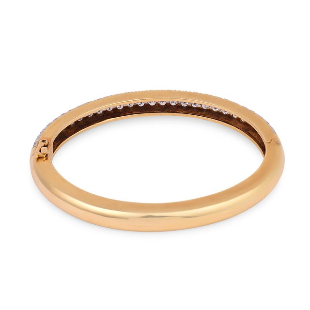 Vintage Diamond 14k Yellow Gold Bangle Bracelet For Sale - Image 4 of 4