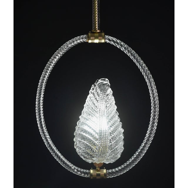 1940s Charming Transparent Art Decò Barovier E Toso Pendant Light Murano Glass For Sale - Image 4 of 12
