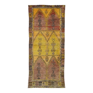 Vintage Turkish Oushak Gallery Rug, Wide Hallway Runner - 04'08 X 10'06 For Sale