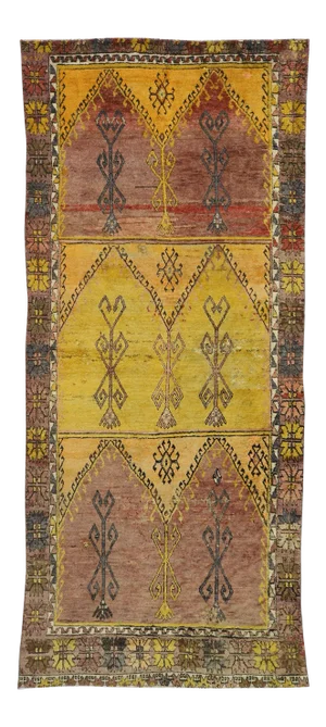 Vintage Turkish Oushak Gallery Rug, Wide Hallway Runner - 04'08 X 10'06