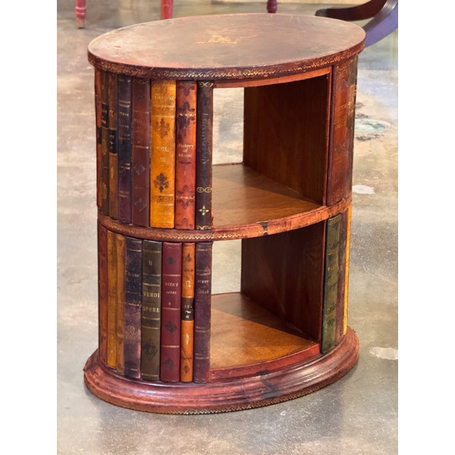 Brown Mid 20th Century English Leather Book Table For Sale - Image 8 of 9