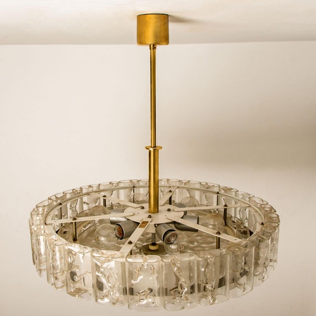 Large Glass and Brass Pendant Light by Doria Leuchten, 1970s For Sale - Image 6 of 18