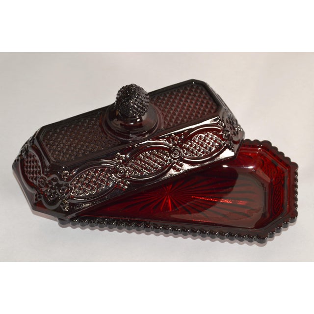 Vintage Avon the 1876 Cape Cod Collection Vintage Covered Red Glass Butter Dish For Sale In Miami - Image 6 of 18
