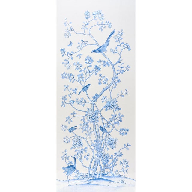 SAMPLE - Schumacher X Mary McDonald Chinois Palais Fabric In Porcelain For Sale