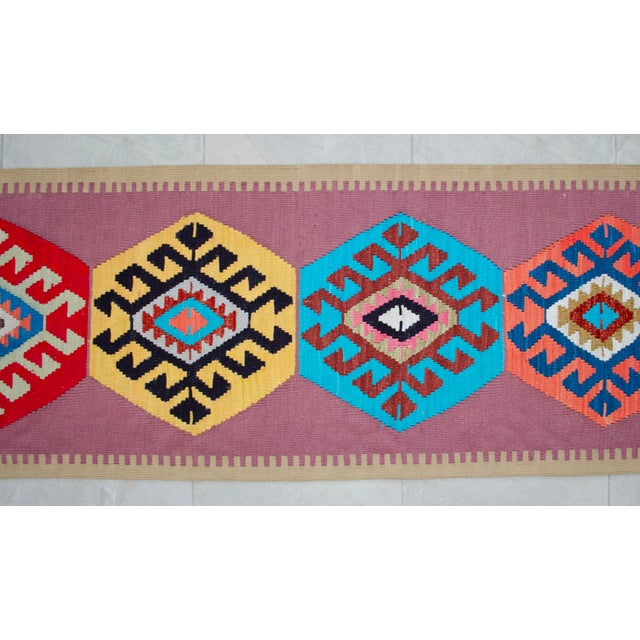 Hand Woven Silk Runner Rug . Full Tribal Design Runner Rug Narrow Runner Rug New - 2′ X 14′6″ For Sale - Image 10 of 14