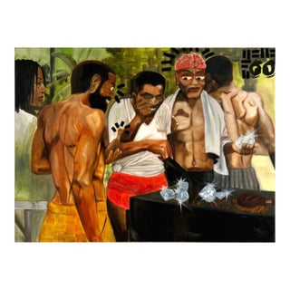 When We Eat. Surrealism by Seromo Okoro (2025) Oil on Canvas For Sale