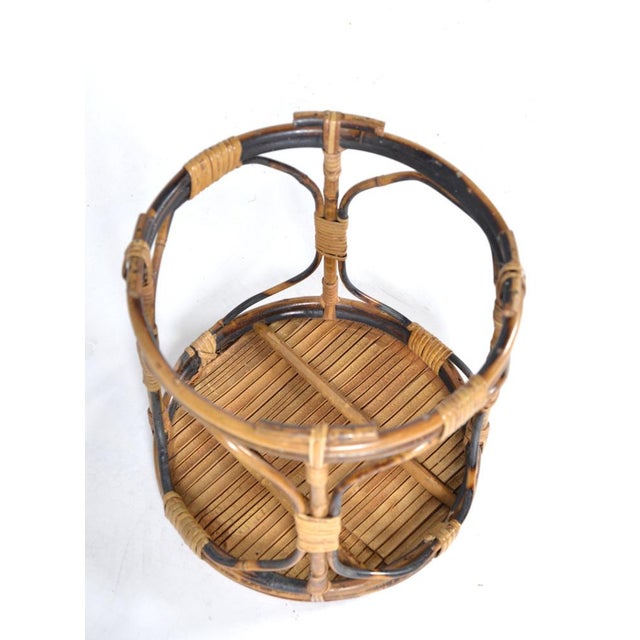 Mid-Century Tortoishell Bamboo Wicker Side Table, 1960s For Sale - Image 11 of 13