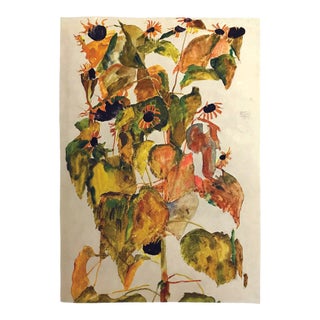 1968 Egon Schiele Lithograph 15 Sunflowers Reproduction For Sale