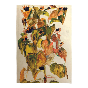 1968 Egon Schiele Lithograph 15 Sunflowers Reproduction