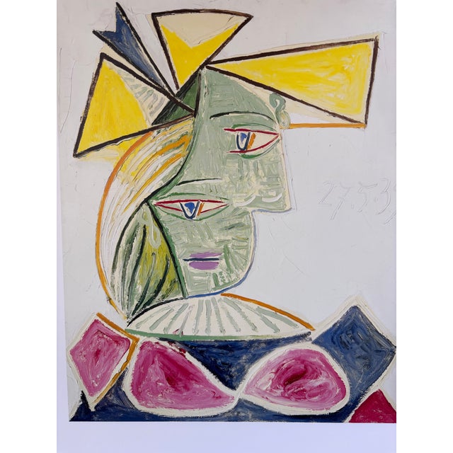 2000 - 2009 Picasso Bust of a Woman With a Yellow Hat and a Blue Ribbon (Marie-Thérèse) Published Lithograph Reproduction Print For Sale - Image 5 of 8