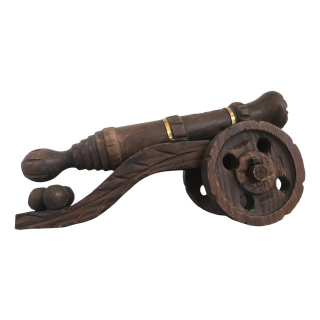 Decorative Carved Wooden Cannon,1950s For Sale