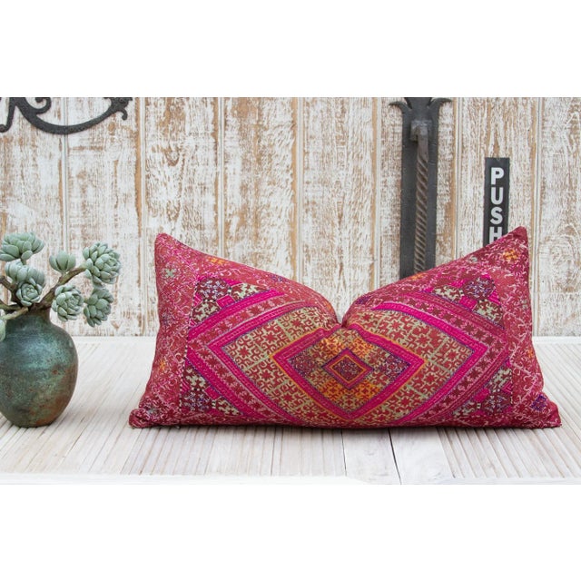 Magenta Antique Taneesha Sindh Silk Pillow For Sale - Image 8 of 9