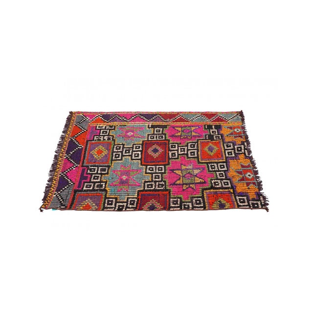 Vintage Embroidered Turkish Kilim Rug - 2`8″ X 4`1″ Ft For Sale - Image 4 of 6