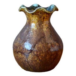Vintage Bohemian Style Corolla Vase in Glazed Stoneware from Accolay, 1950s For Sale