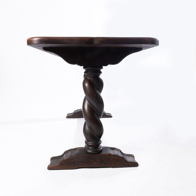 Early 20th Century Carved Oak Barley Twist Hall Table Made by Flints Fine Furniture New York For Sale - Image 10 of 10