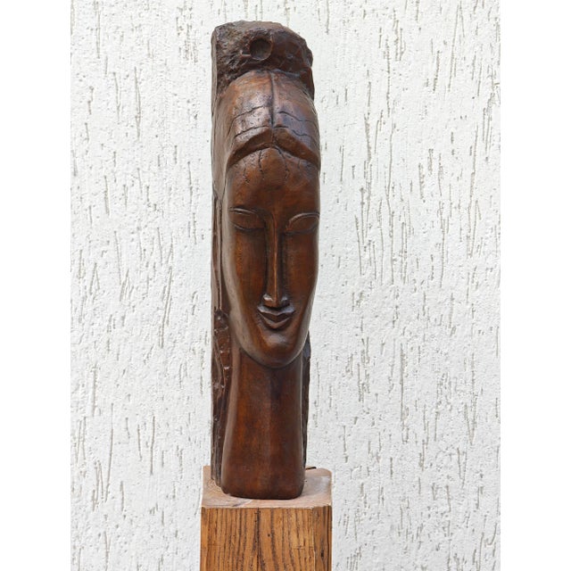 After Amedeo Modigliani, Tête de Femme, Bronze Sculpture For Sale - Image 10 of 10