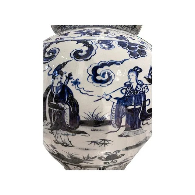 1980s 1980s' Asian Blue & White Floor Vase For Sale - Image 5 of 8