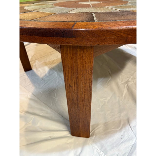 1960s Tue Poulsen Coffee Table for Haslev Made in Denmark Teak Wood and Ceramic For Sale - Image 9 of 10