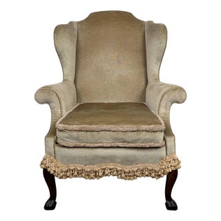 Antique Early 20th Century English Mahogany Wingback Armchair For Sale