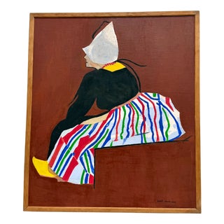 Lars Norman, Woman in Costume, 1960s, Oil on Panel For Sale
