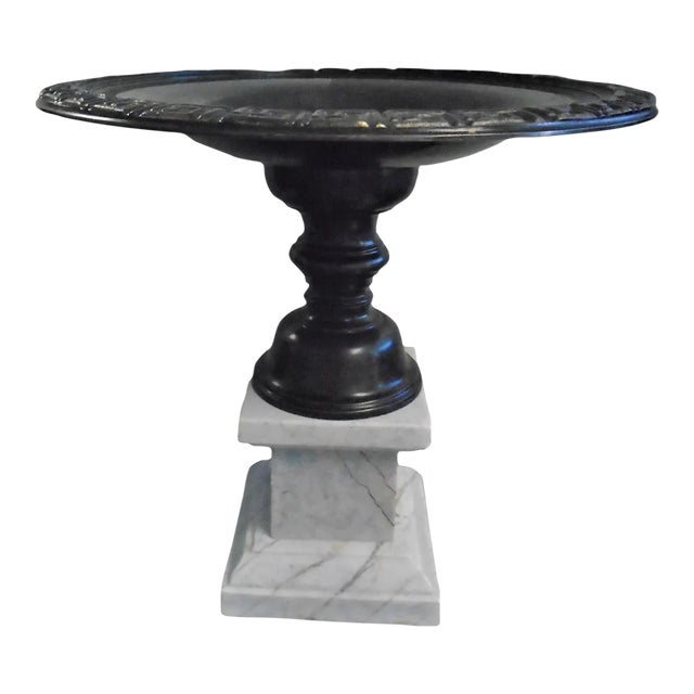Vintage 1950’s Bronze and Marble Ornamental Pedestal Centerpiece For Sale
