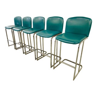 Vintage Flat Bar Chrome Bar Stools For Sale