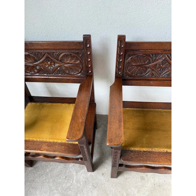 Spanish Armchairs in Carved Wood, 1900, Set of 2 For Sale - Image 11 of 18