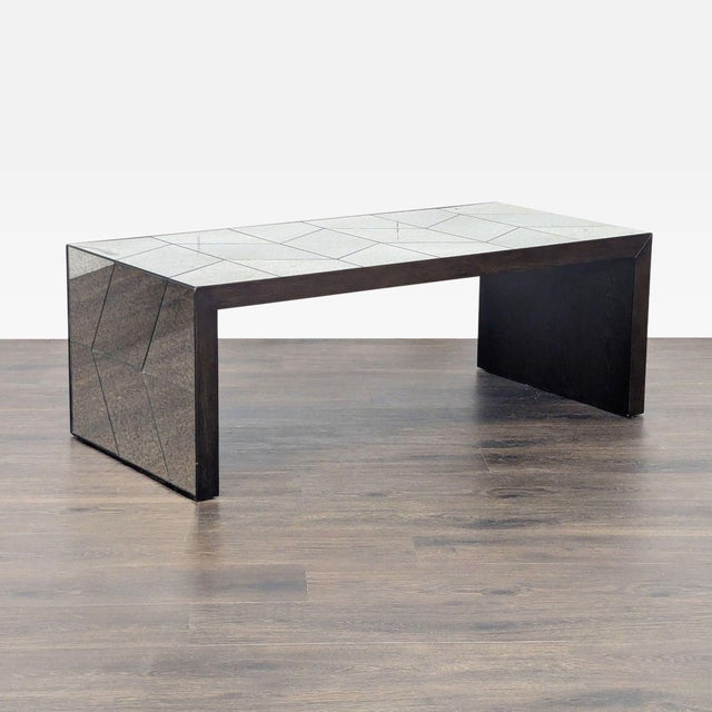 Modern West Elm Mirrored Herringbone Coffee Table For Sale - Image 3 of 6