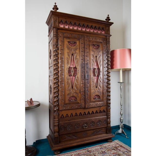 Carved Oak Wardrobe, Brittany, France, 1900 For Sale - Image 15 of 15