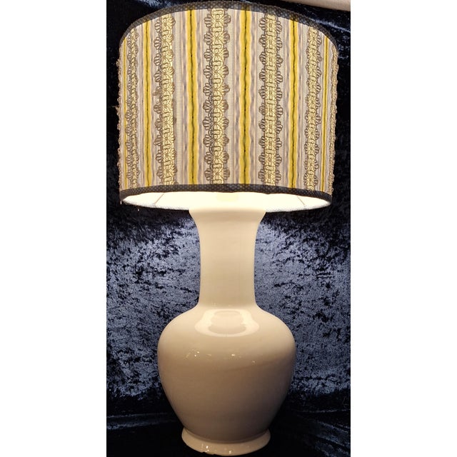 1980s Vintage Table Lamp with Fabric Shade, 1980s For Sale - Image 5 of 8