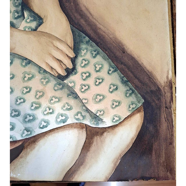 1920s New Realism Watercolor Portrait of a Young Girl by Ben Silbert (1893-1940) For Sale - Image 5 of 7