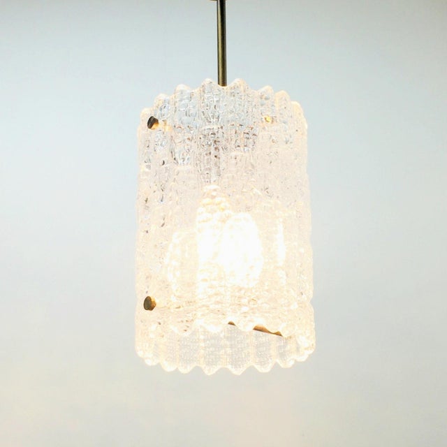 Mid-Century Modern Crystal Glass and Brass Pendant Light by Carl Fagerlund for Orrefors, Sweden, 1960s For Sale - Image 6 of 10