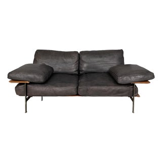 Italian Modern Black Leather Diesis Sofa attributed to Antonio Citterio and Paolo Nava for B&B Italia, 1980s For Sale