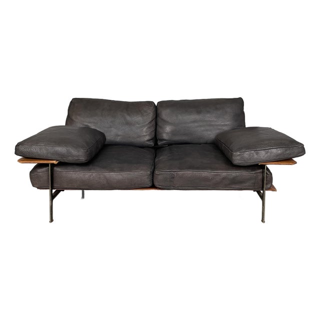 Italian Modern Black Leather Diesis Sofa attributed to Antonio Citterio and Paolo Nava for B&B Italia, 1980s For Sale