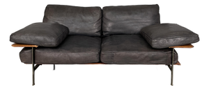 Italian Modern Black Leather Diesis Sofa attributed to Antonio Citterio and Paolo Nava for B&B Italia, 1980s