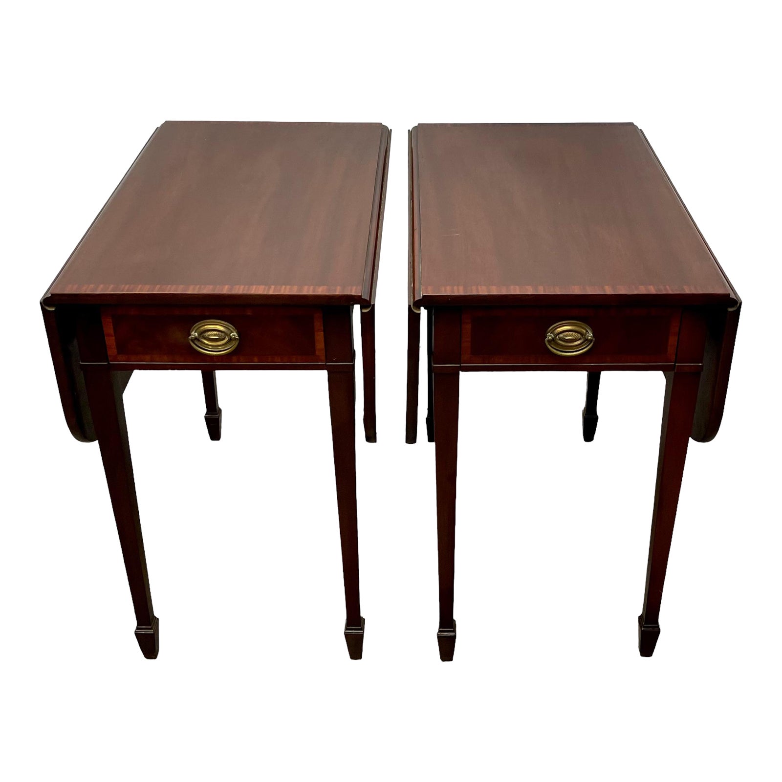 Vintage Berkey & Gay Federal Style Banded Mahogany Pembroke Drop Leaf