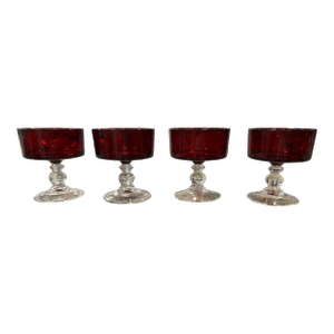 Set of 4 Mid Century Modern Cristal D’arque French Champagne Coupes Red