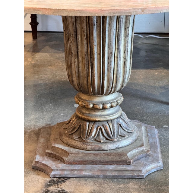 1950s Silverleaf Table With Marble Top and Carved Urn Formed Base For Sale - Image 6 of 9