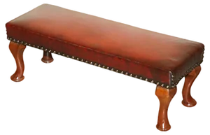 Antique Hand Dyed Bordeaux Leather Tufted Footstool