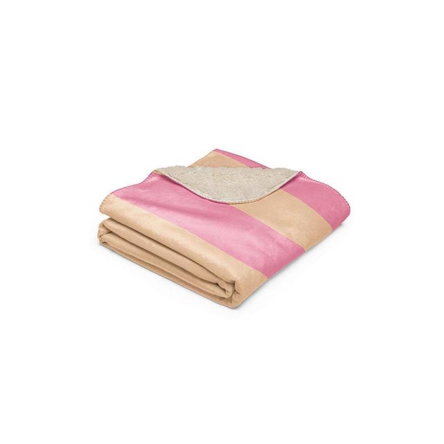 Boreal Blanket in Beige and Pink Striped For Sale - Image 3 of 5