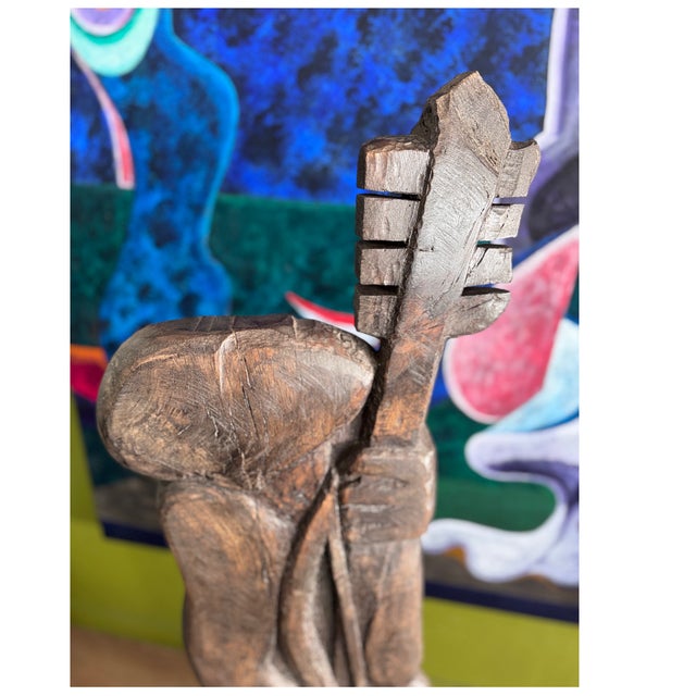 Nicole BRIDIER 1930–2026 “Le joueur de Zézé” (The Zézé Player), a directly carved sculpture, 1992–93 147 cm tall...