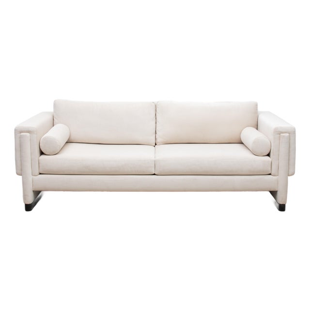 Modern Cream Velvet Sofa by Mogul For Sale