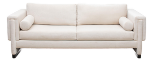Modern Cream Velvet Sofa by Mogul