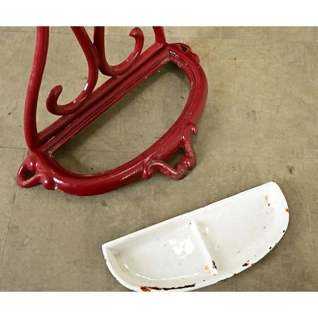 Metal French Art Nouveau Enameled Cast Iron Umbrella Stand For Sale - Image 7 of 10