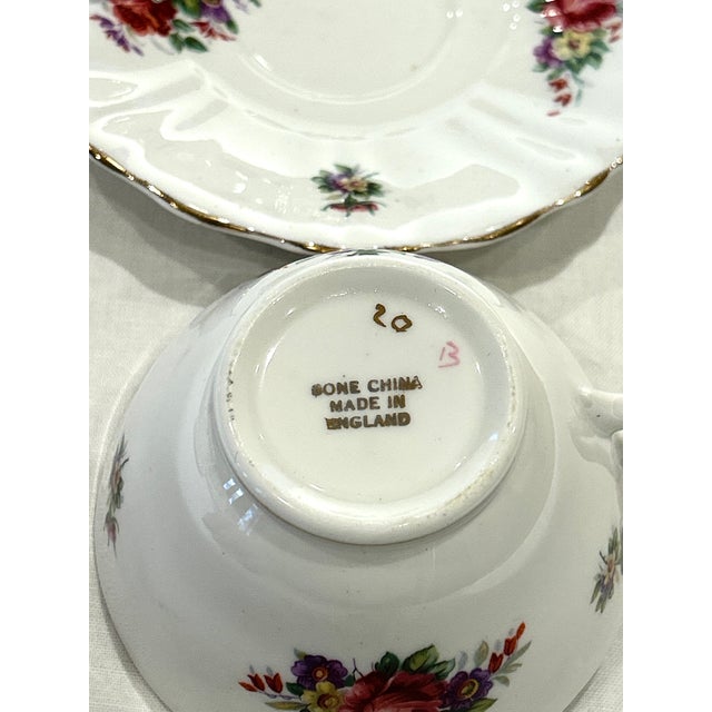 Vintage Fine China Tea Cups and Saucers & 2 Sets Cream and Sugar - 6 pcs For Sale - Image 11 of 17